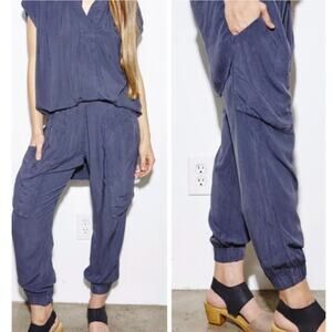 THE ODELLS | Navy Blue Slouch Lagenlook Jogger Pants | Size Small